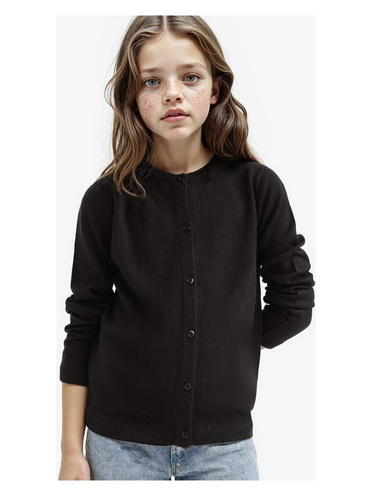 DeFacto Bisiklet Yaka Düğmeli Okul Triko Hırka Kız Çocuk N8407A625AU - Görsel 3