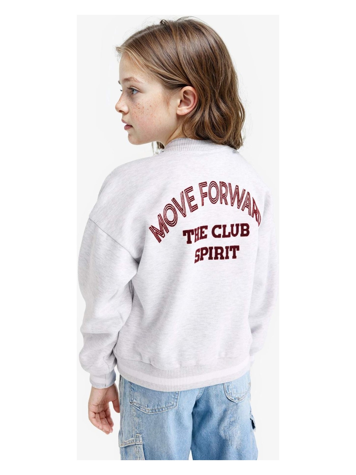 DeFacto Kolej Yaka Sırt Baskılı Bomber Ceket Kız Çocuk F3262A825AU