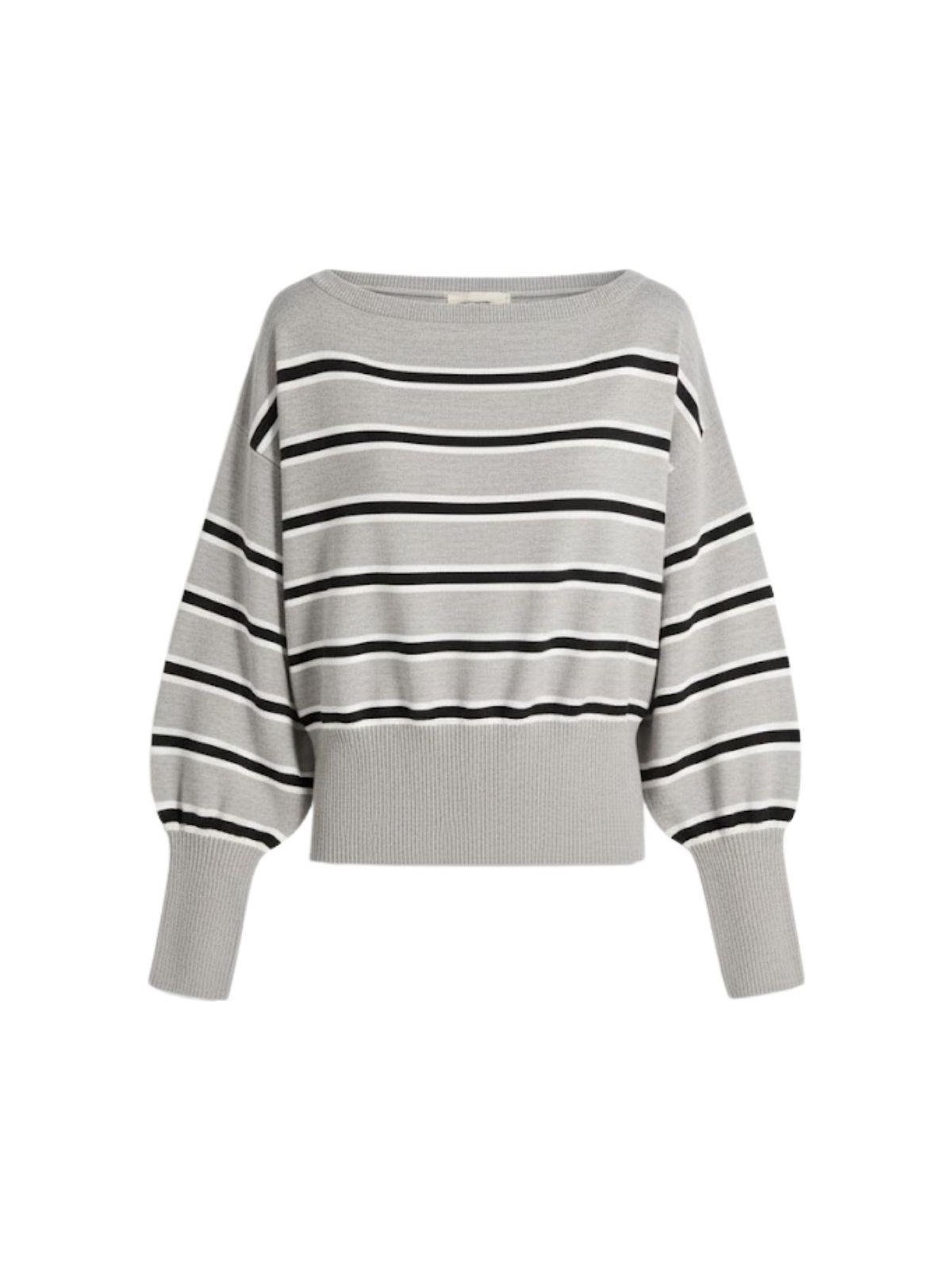 Mixray 6988 Kadın Asimetrik Rib Kesim Kayık Yaka Triko Kazak Gri