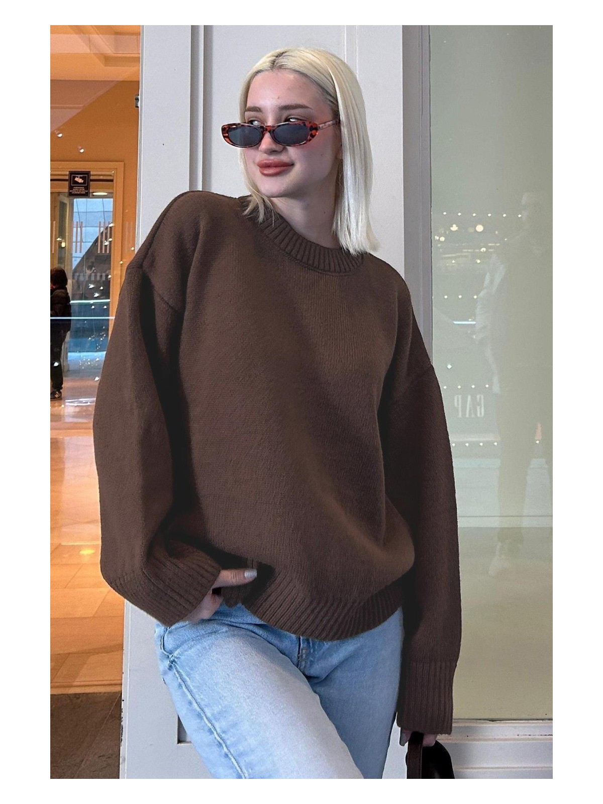 İmaj Butik Bordo Bisiklet Yaka Yumuşak Dokulu Oversize Triko Kazak - Görsel 6