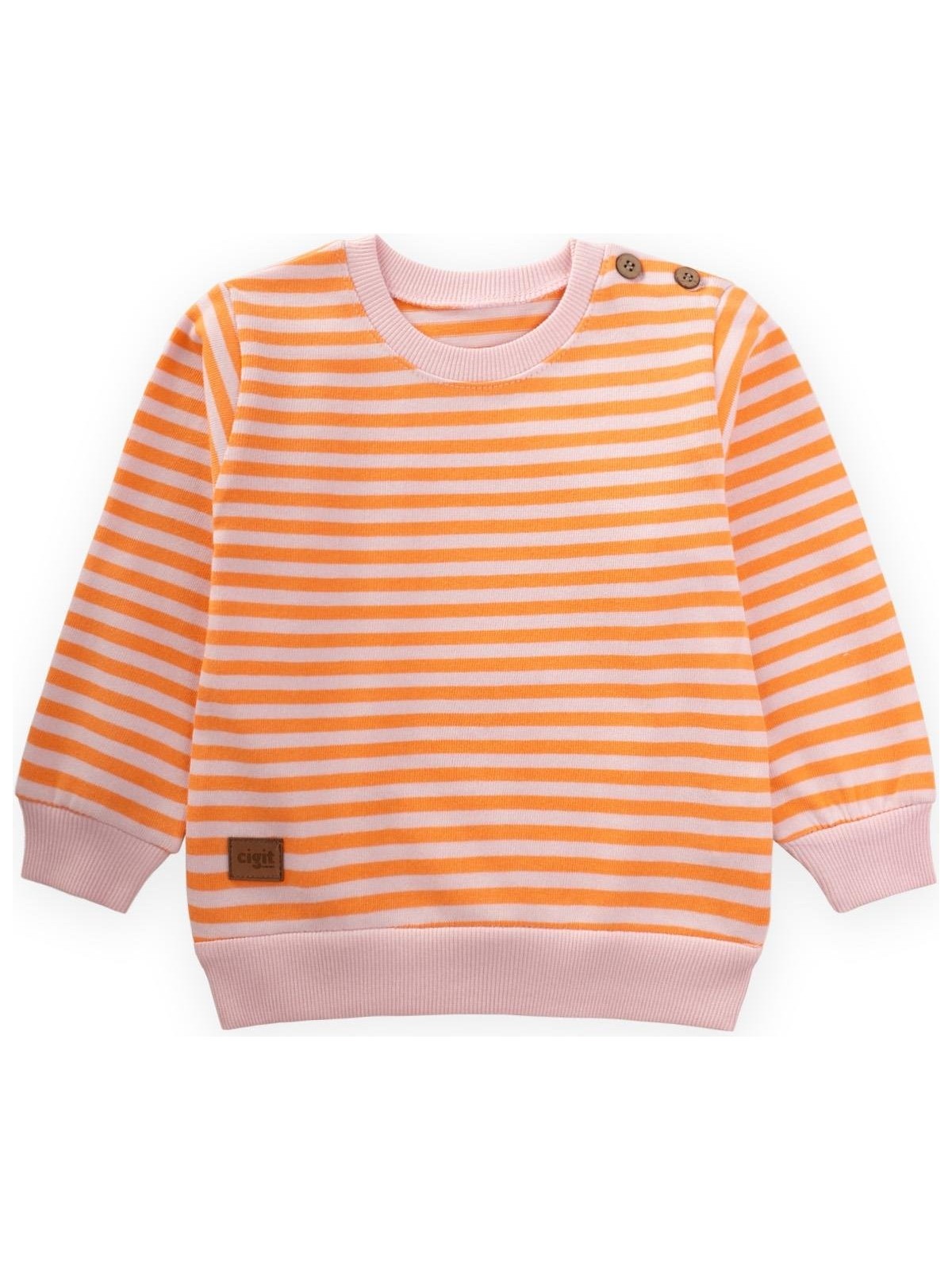 Cigit Çizgili Triko Sweatshirt 0-4 Yaş Hardal Haki - Görsel 4