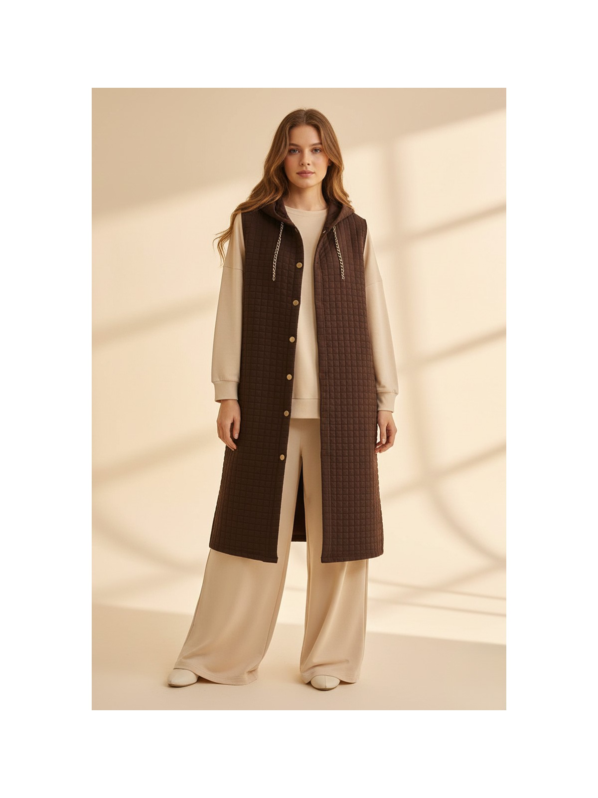 Puyeni Düğme Detaylı Kapüşonlu Kapitone Yelek 110CM - Görsel 3