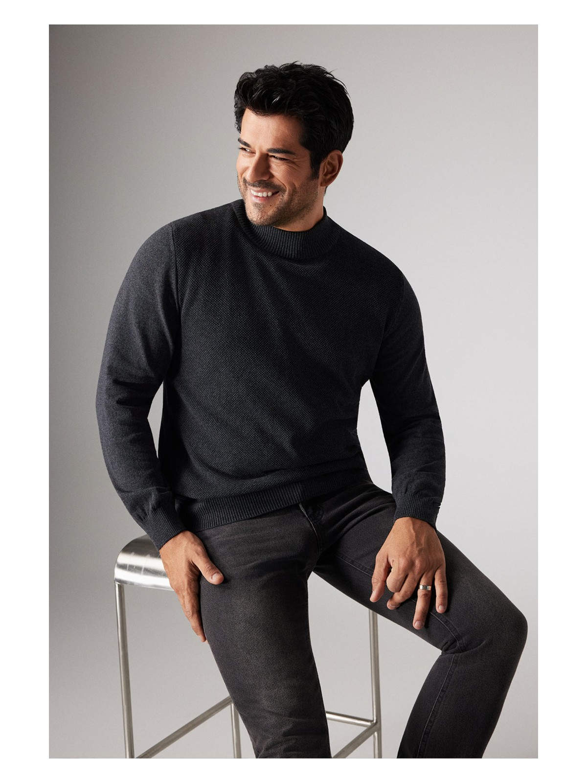 Altınyıldız Classics ALTINYILDIZ CLASSICS Erkek Vizon Standart Fit Normal Kesim Yarım Balıkçı Yaka Pamuklu Triko Kazak - Görsel 8