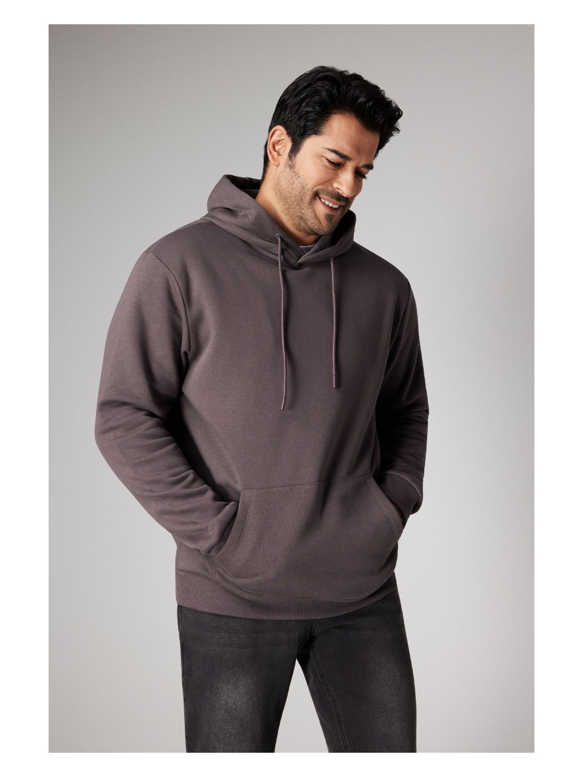 Altınyıldız Classics Erkek Koyu Gri Standart Fit Içi Polarlı 3 Iplik Kapüşonlu Kanguru Cepli Pamuklu Sweatshirt