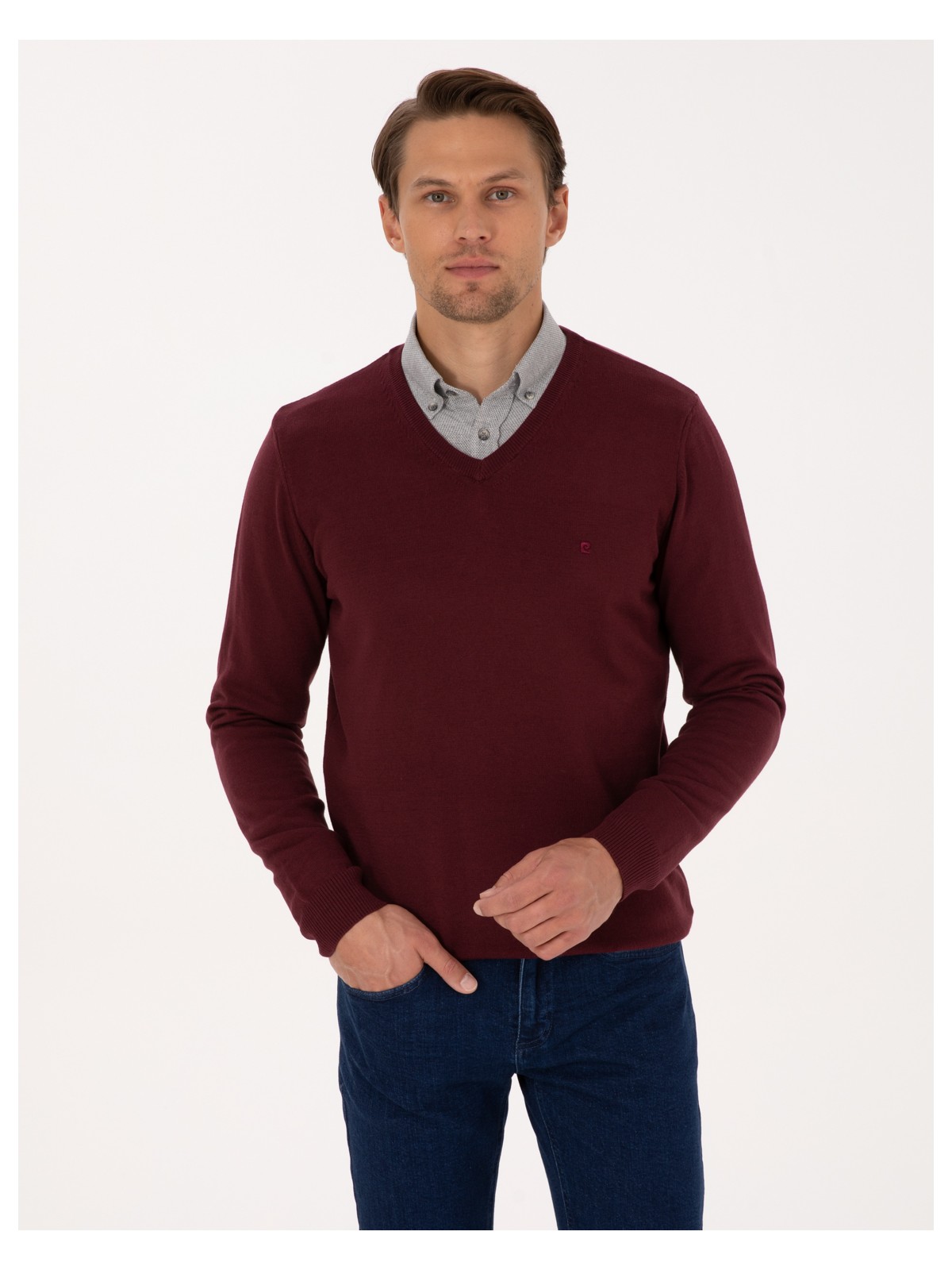 Pierre Cardin Erkek Siyah Slim Fit V Yaka Basic Triko Kazak 50314190-VR046 - Görsel 3