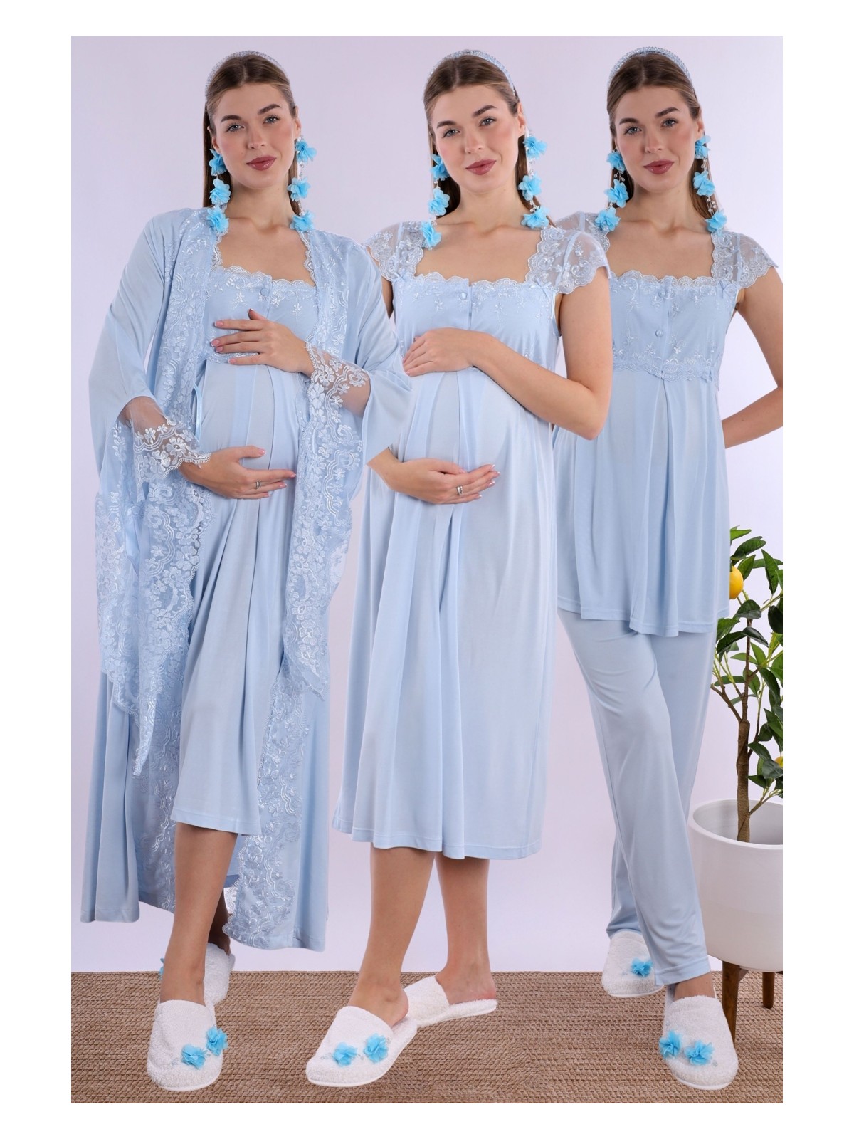 Effortt Vişne Dantelli Hamile Lohusa Set - Görsel 6