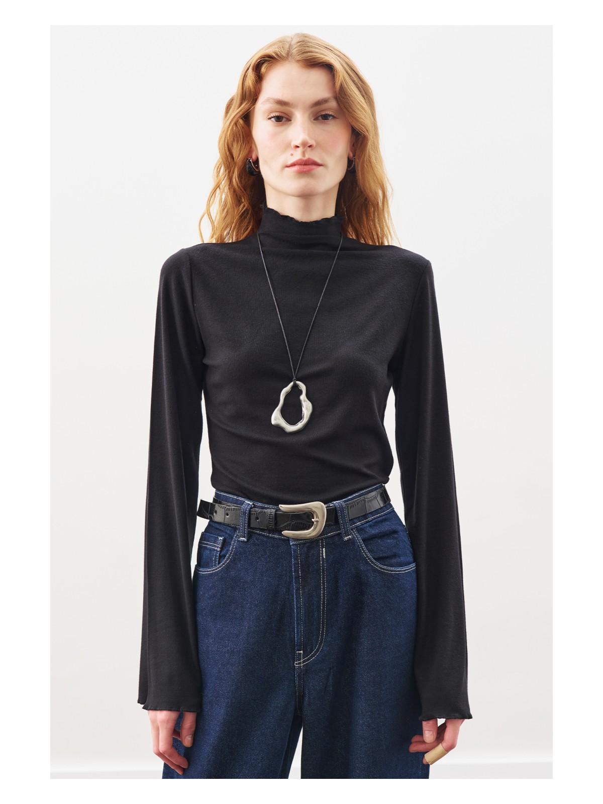 Manuka Balıkçı Yaka Bluz Siyah