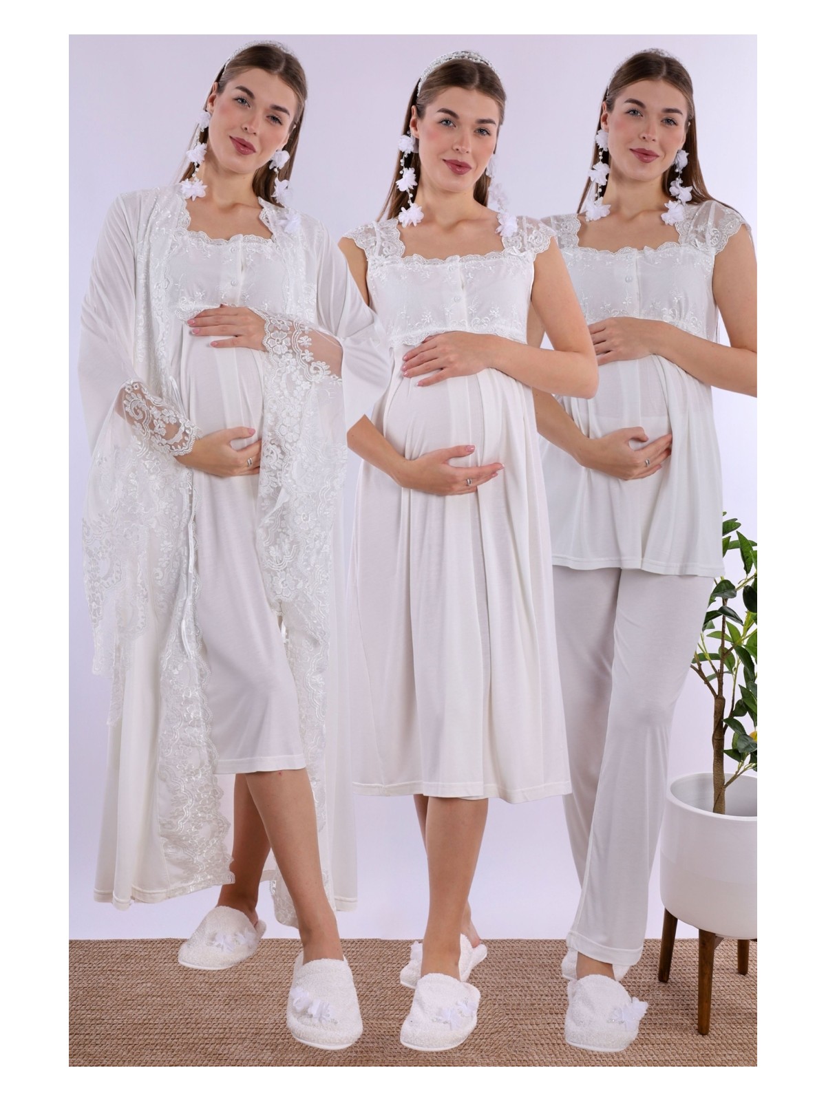 Effortt Vişne Dantelli Hamile Lohusa Set - Görsel 4