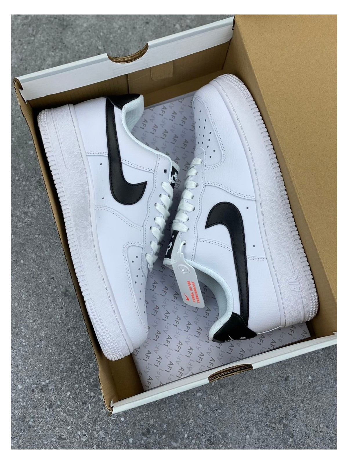 Favorispor Nike Air Force 1 '07 Unisex Beyaz - Siyah Sneaker All White | Black - Klasik Deri Spor Ayakkabı - Görsel 5