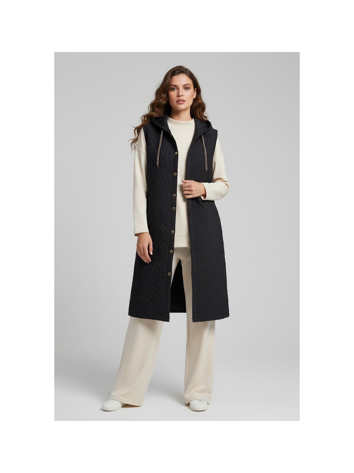 Puyeni Düğme Detaylı Kapüşonlu Kapitone Yelek 110CM - Görsel 5