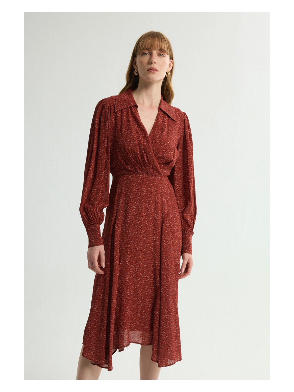 Love My Body Desenli Uzun Kollu Elbise Emp.bordo 124L9653000