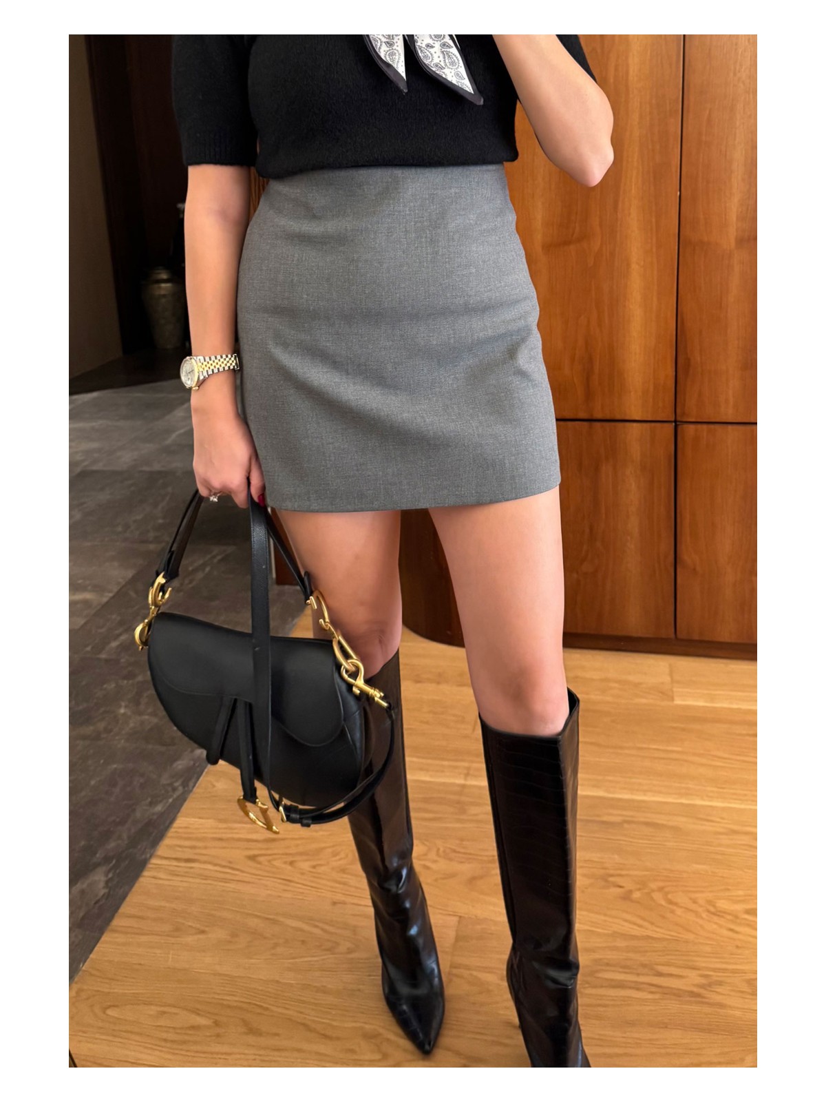 Magarde Mini Klasik Düz Marka Etek- Siyah - Görsel 6