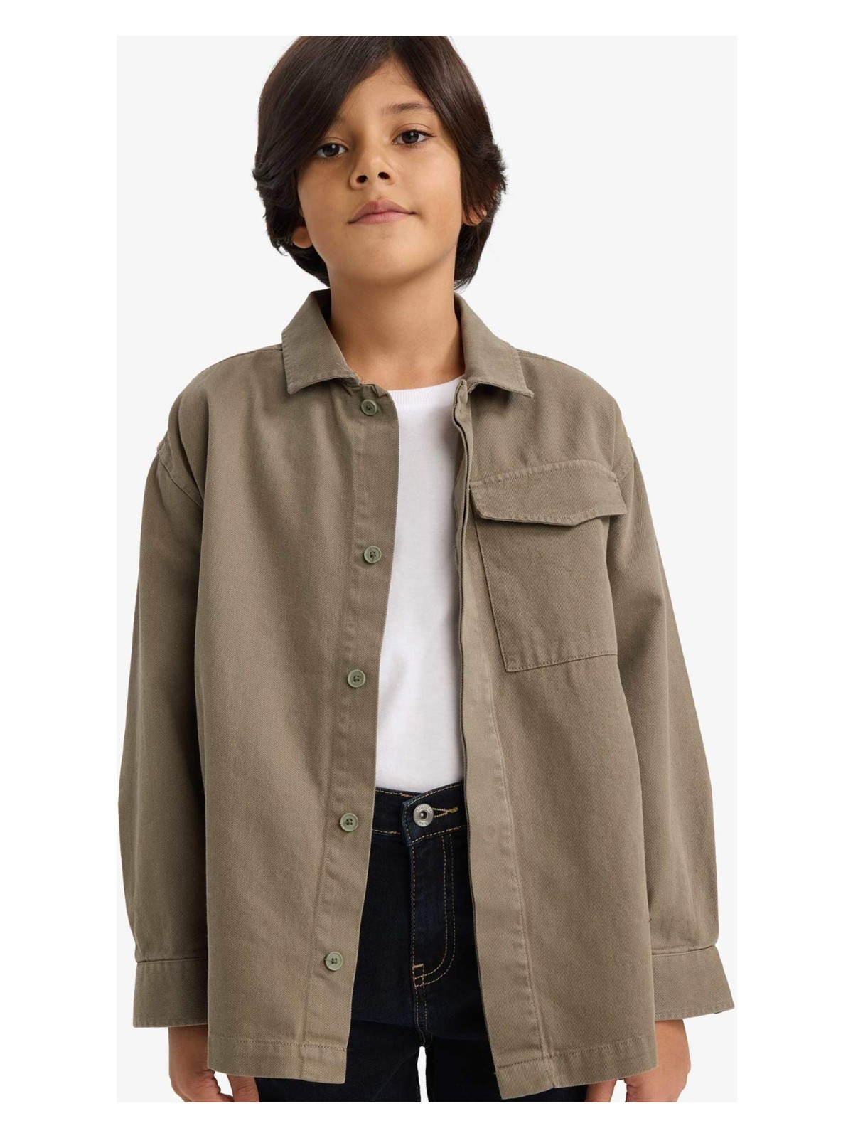 DeFacto Oversize Geniş Kalıp Polo Yaka Uzun Kollu Gömlek Erkek Çocuk G3621A825AU - Görsel 4