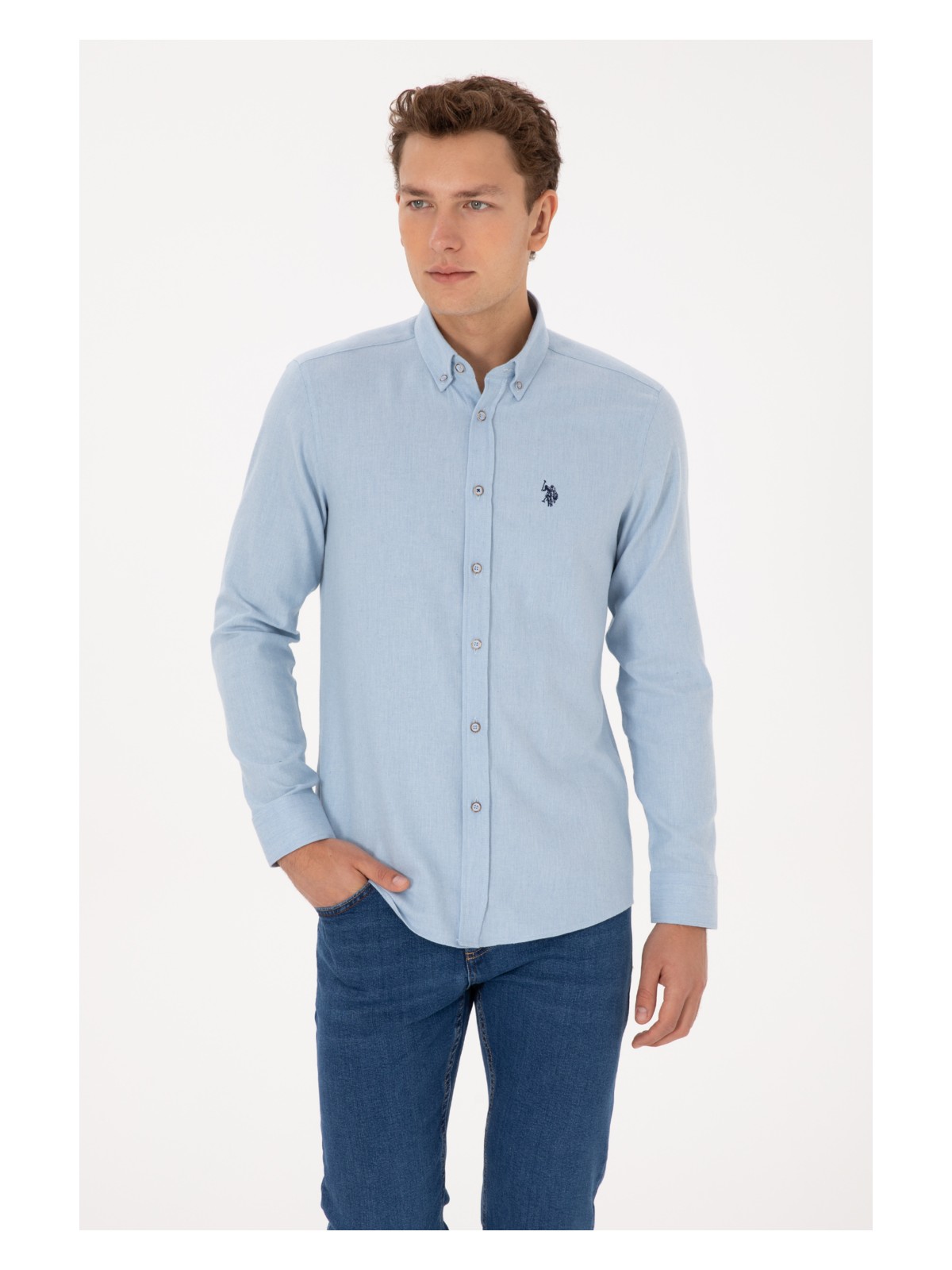 U.S. Polo Assn. U.s. Polo Assn. Erkek Bej Gömlek Basic 50316721-VR011 - Görsel 8