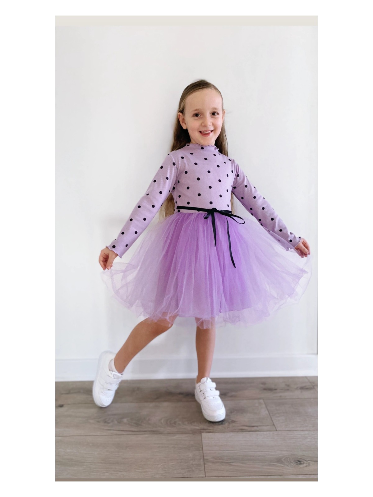 Şirin Şeyler Butiği Linda Uzun Kol Kız Çocuk Prenses Kabarık Tütü Elbise Puantiyeli Esnek Likralı Kırmızı Tüllü Bayramlık Hediyelik Elbise - Görsel 7