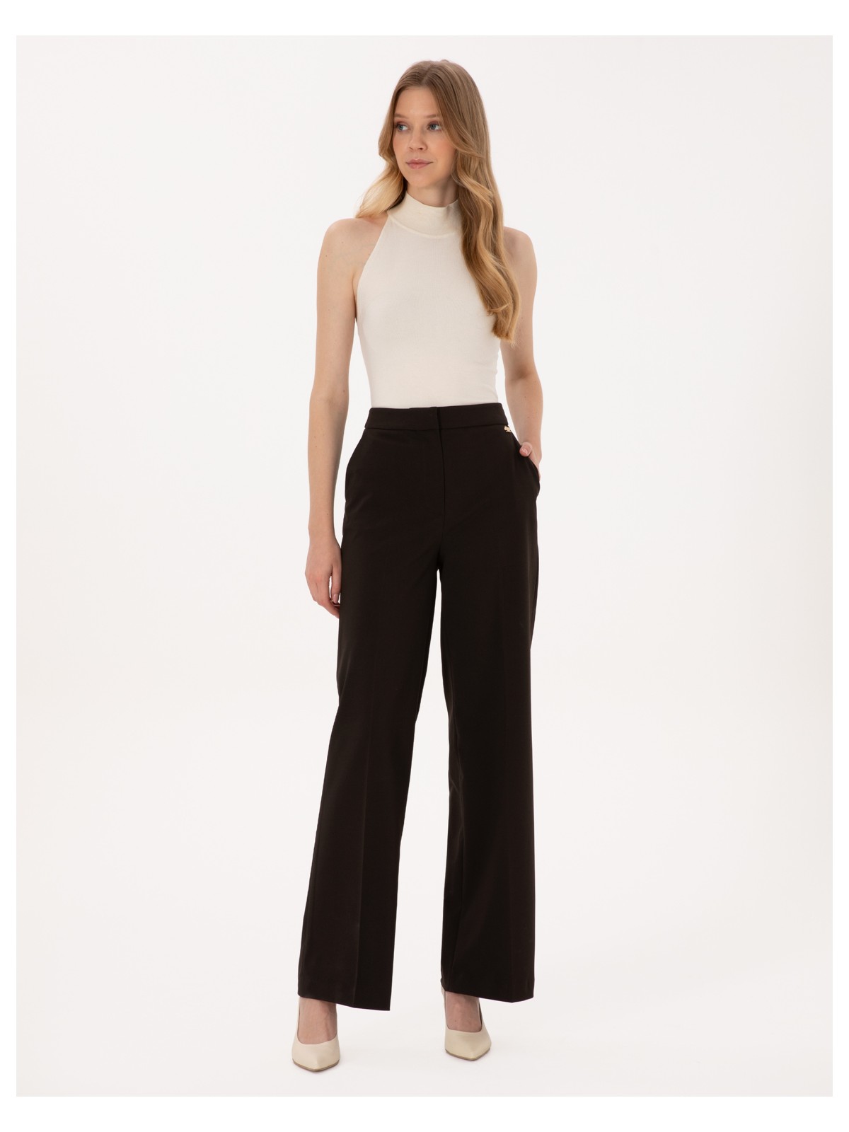 Pierre Cardin Kadın Siyah Palazzo Kumaş Pantolon 50319006-VR046 - Görsel 5