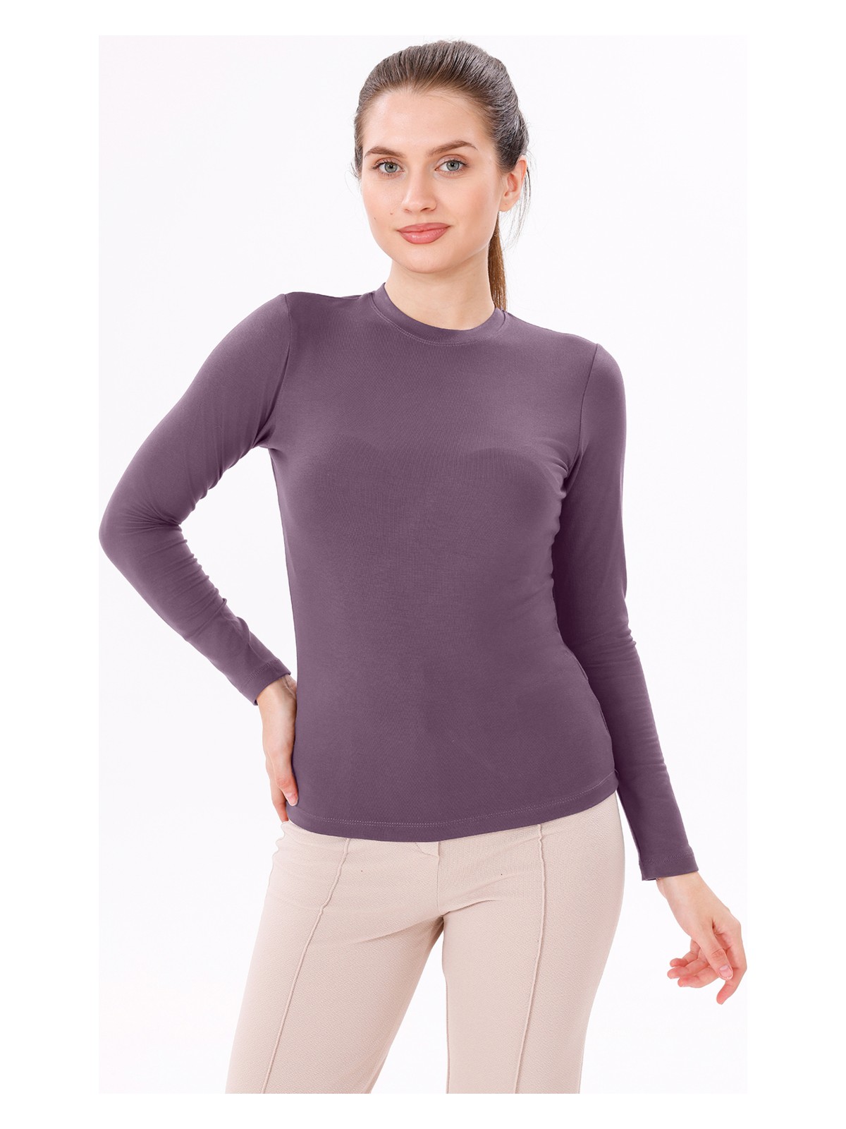 Yade Fashion Kadın Ekru Uzun Kol Body - Bisiklet Yaka - Görsel 10