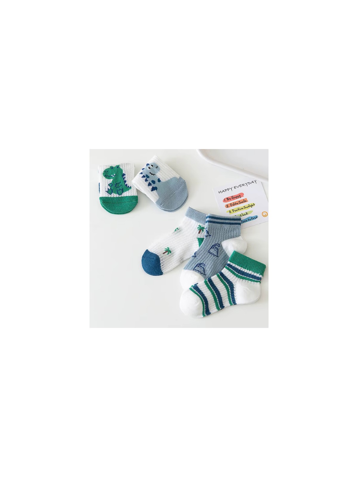 Hobins Sportswear & Company Hobins Sportswear Company 5'çift Bebek & Çocuk Çorap Özel Dinozor,çember,palmiye Desenli Hobins Sportswear & Company Markası Ile - Görsel 3