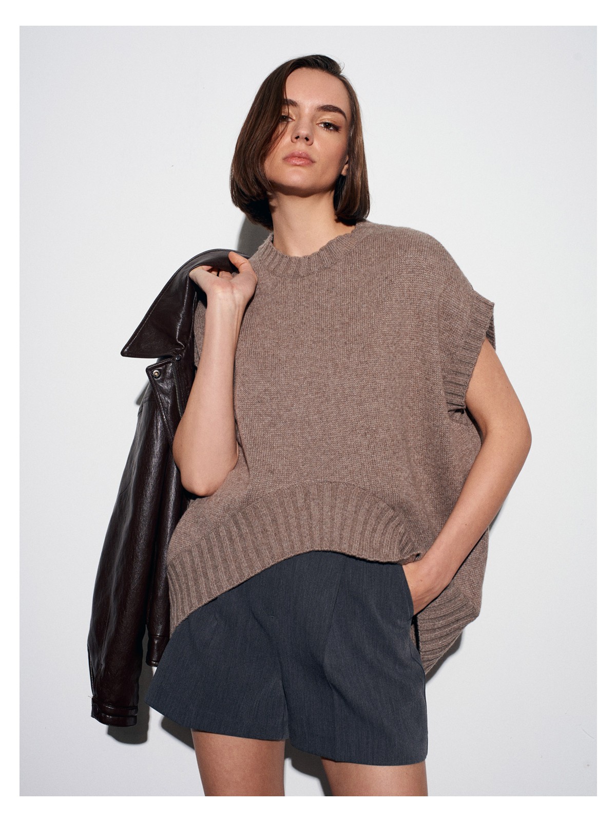 Dilvin 10839 Yün Karışımlı Oversize Süveter-Siyah - Görsel 5