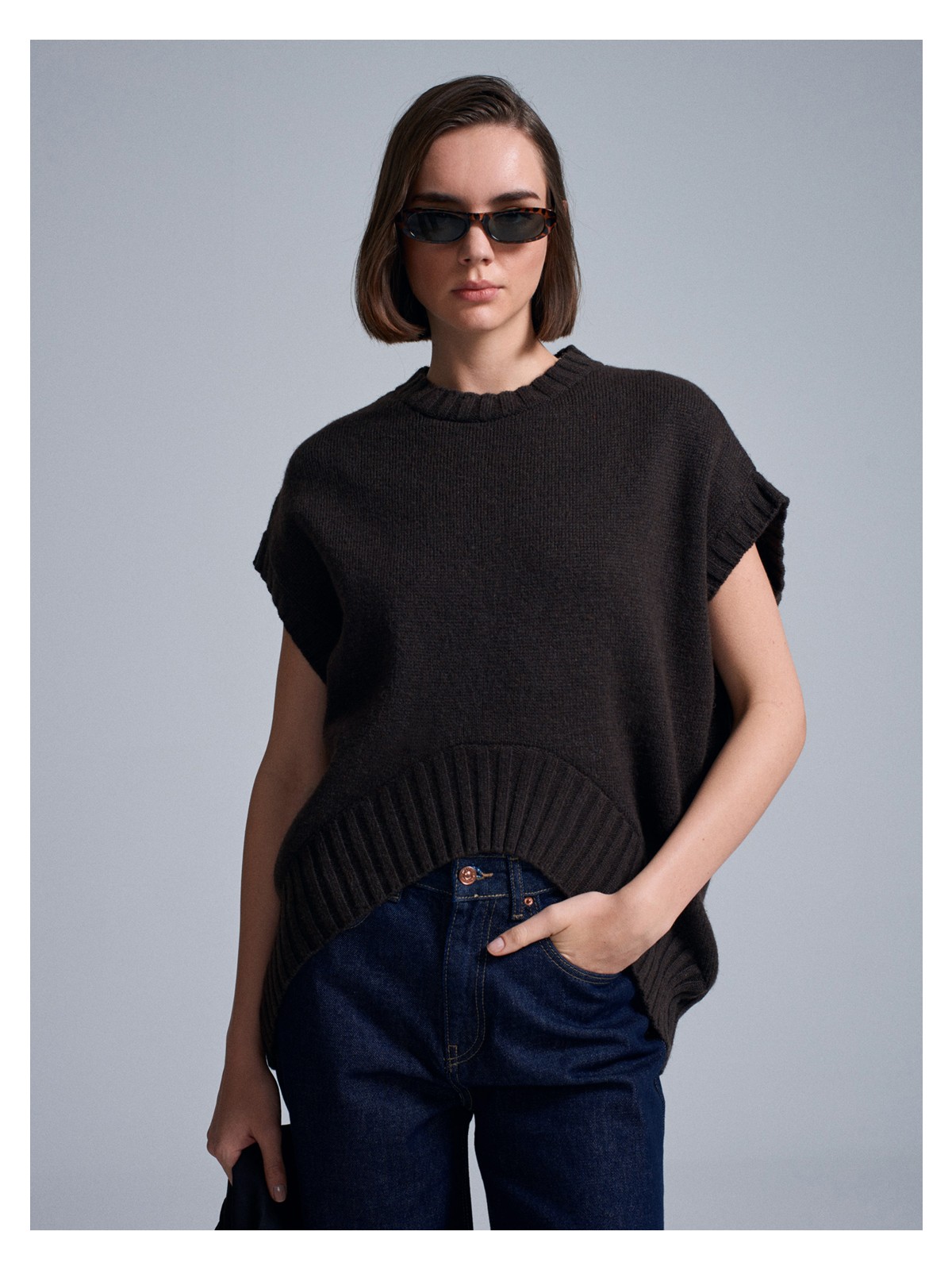 Dilvin 10839 Yün Karışımlı Oversize Süveter-Siyah - Görsel 3