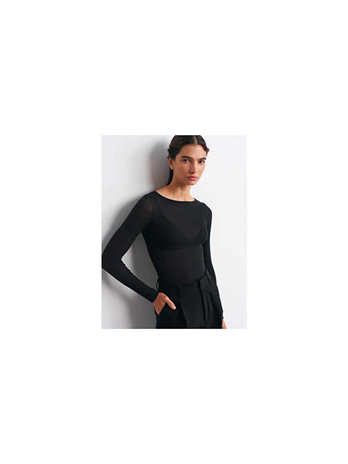 Dilvin Kayık Yaka Modal Kaşmir Slim Fit Ultra Hafif Bluz Kahverengi 32122 - Görsel 4