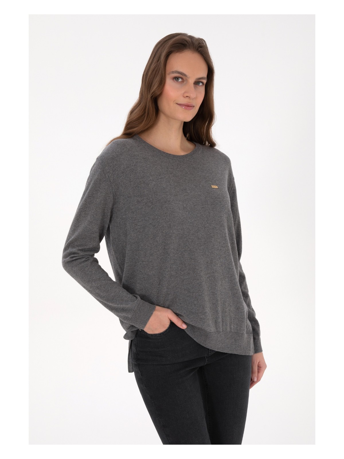 U.S. Polo Assn. Kadın Siyah Bisiklet Yaka Basic Kazak 50313579-VR046 - Görsel 3