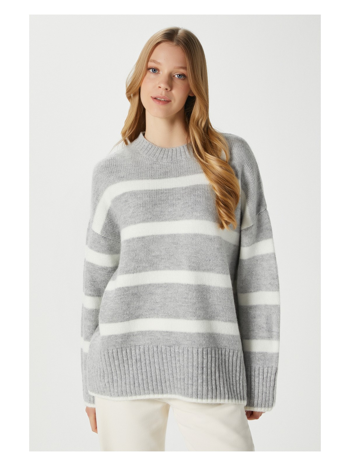 Ritnice Kadın Homy Yumuşacık Bisiklet Yaka Soft Pembe Oversize Triko Kazak - Görsel 4