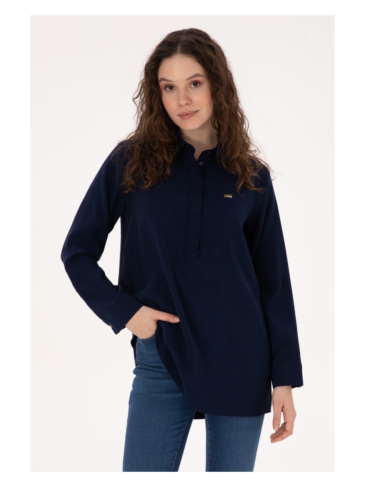 U.S. Polo Assn. U.s. Polo Assn. Kadın Lacivert Gömlek Desenli 50316411-VR033