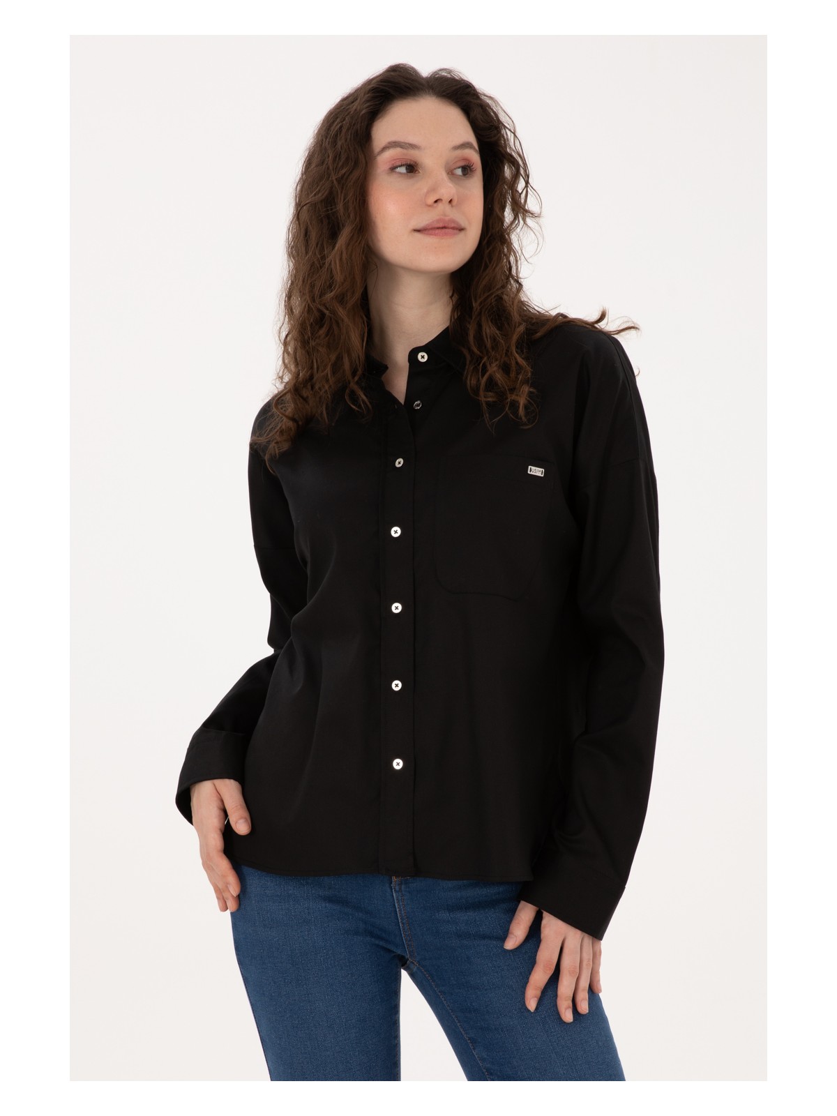 U.S. Polo Assn. U.s. Polo Assn. Kadın Siyah Gömlek Desenli 50316377-VR046