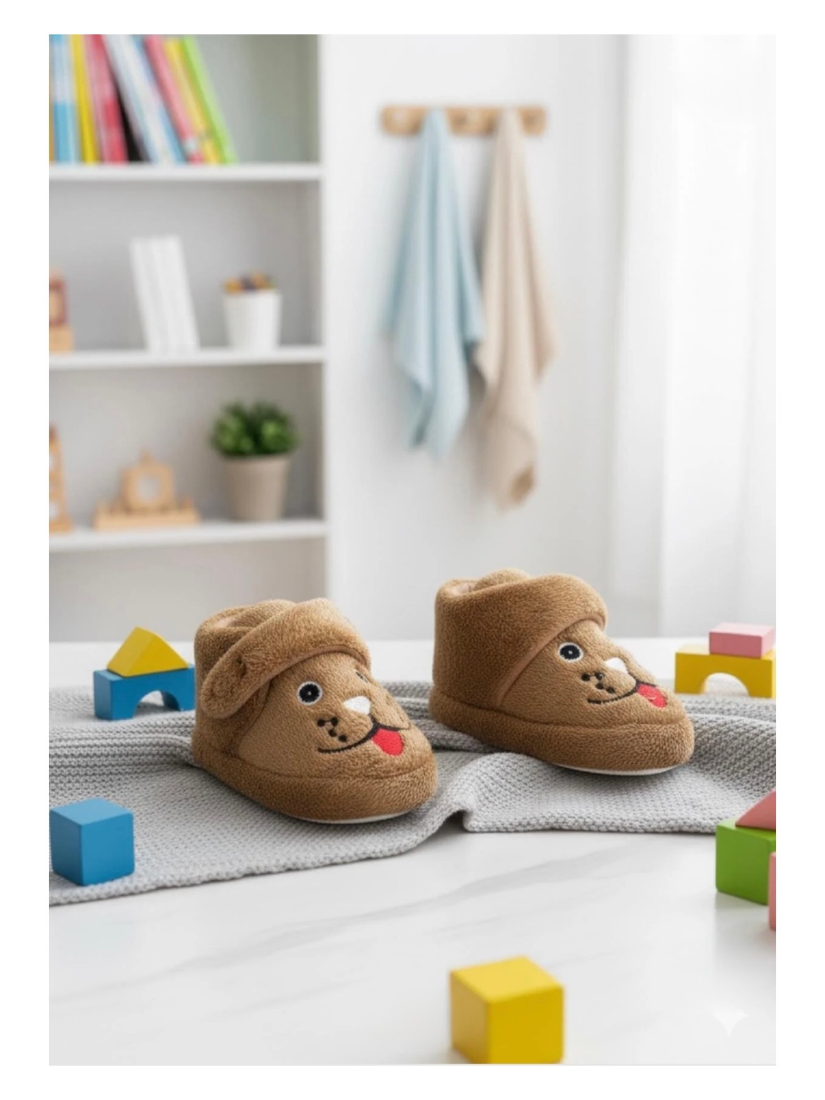 Sevimli Hayvanlar Cırtlı Kaydırmaz Taban Kreş Ev Okul Ayakkabısı Bebek Çocuk Panduf Ev Botu - Görsel 3