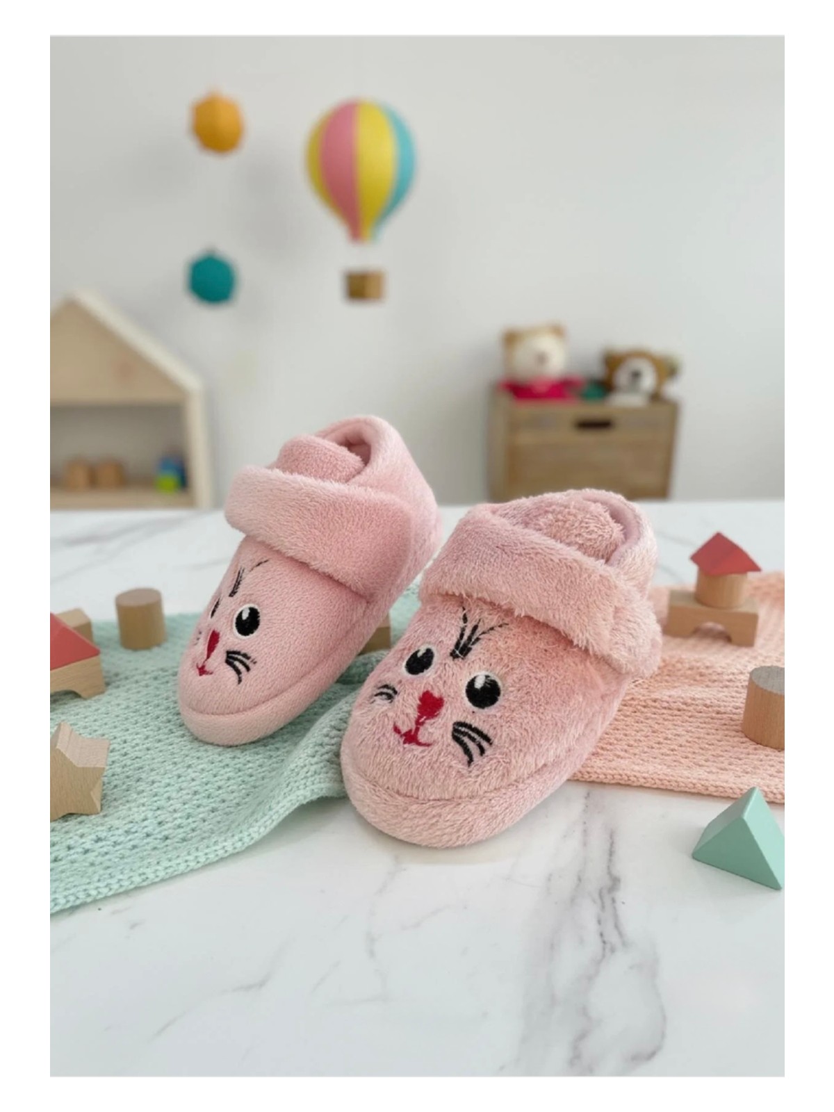 Sevimli Hayvanlar Cırtlı Kaydırmaz Taban Kreş Ev Okul Ayakkabısı Bebek Çocuk Panduf Ev Botu - Görsel 5
