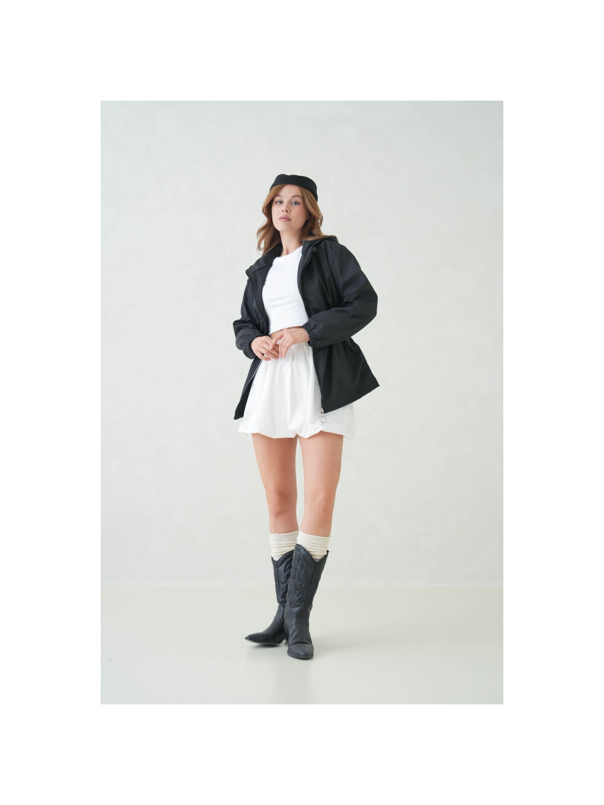 D1fference İçi Astarlı Su Geçirmez Kapüşonlu Fermuarlı Sık Dokuma Kadın Trençkot