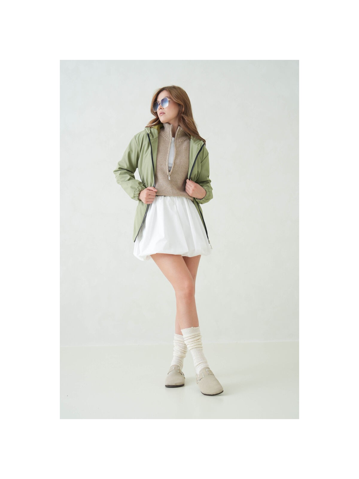 D1fference İçi Astarlı Su Geçirmez Kapüşonlu Fermuarlı Sık Dokuma Kadın Trençkot - Görsel 5