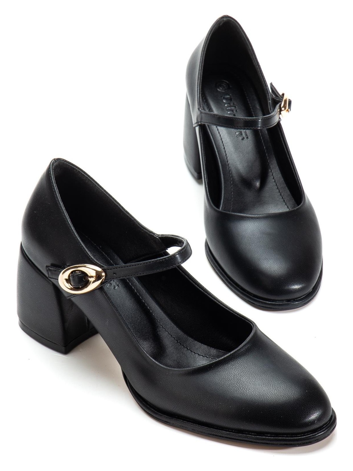 Dilimler Ayakkabı Siyah Kadın Kalın Topuklu Ayakkabı Baretli Vardola Kalın Tokalı