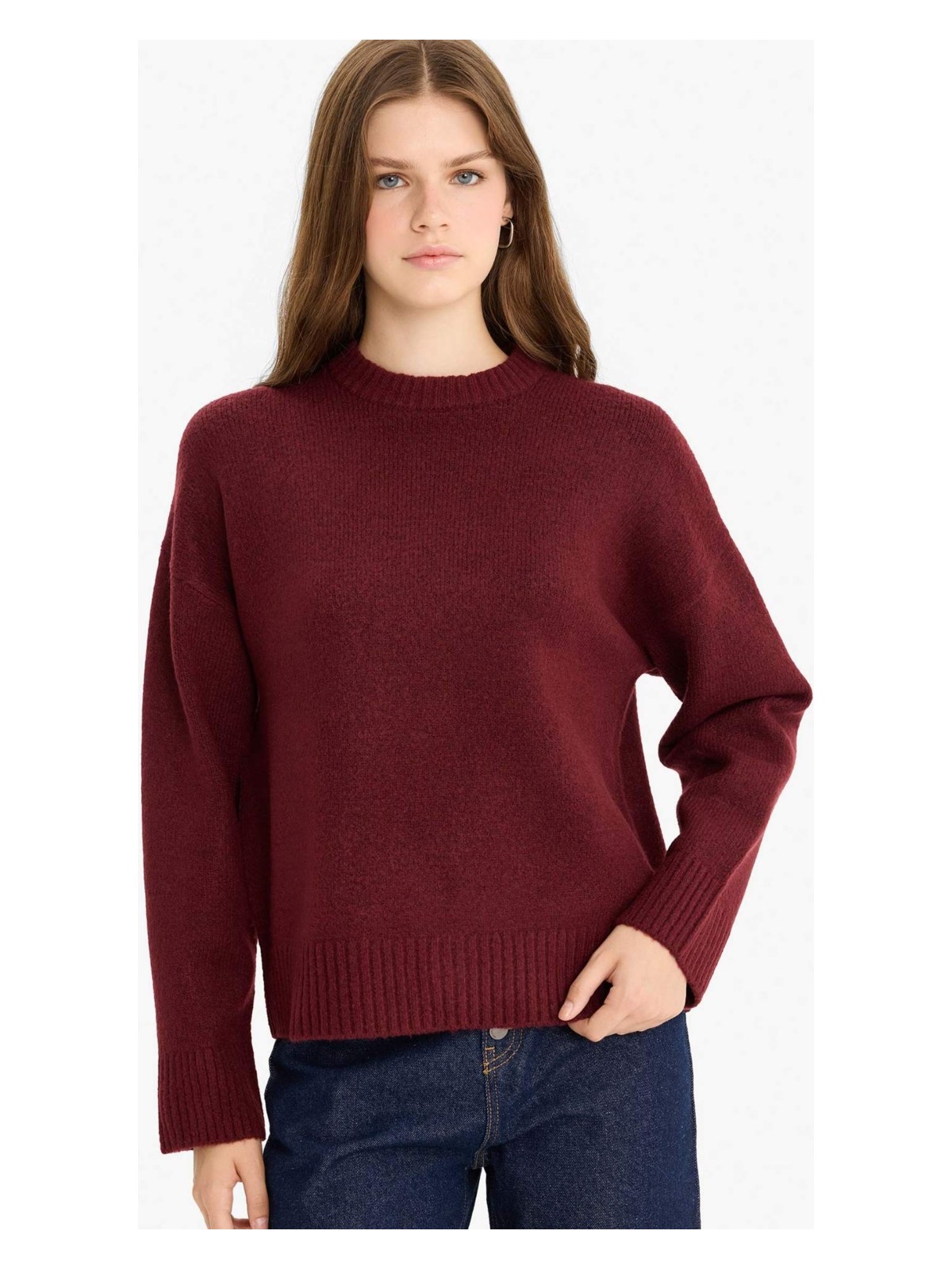 DeFacto Oversize Geniş Kalıp Bisiklet Yaka Triko Kazak R6044AZ25WN - Görsel 5