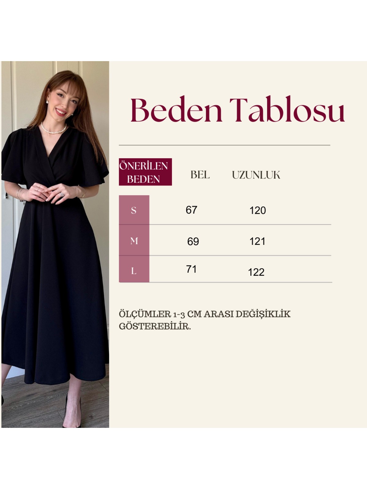 Dilay Gökoğlu Butik Siyah Kruvaze Yaka Kolları Volanlı Midi Elbise - Görsel 4