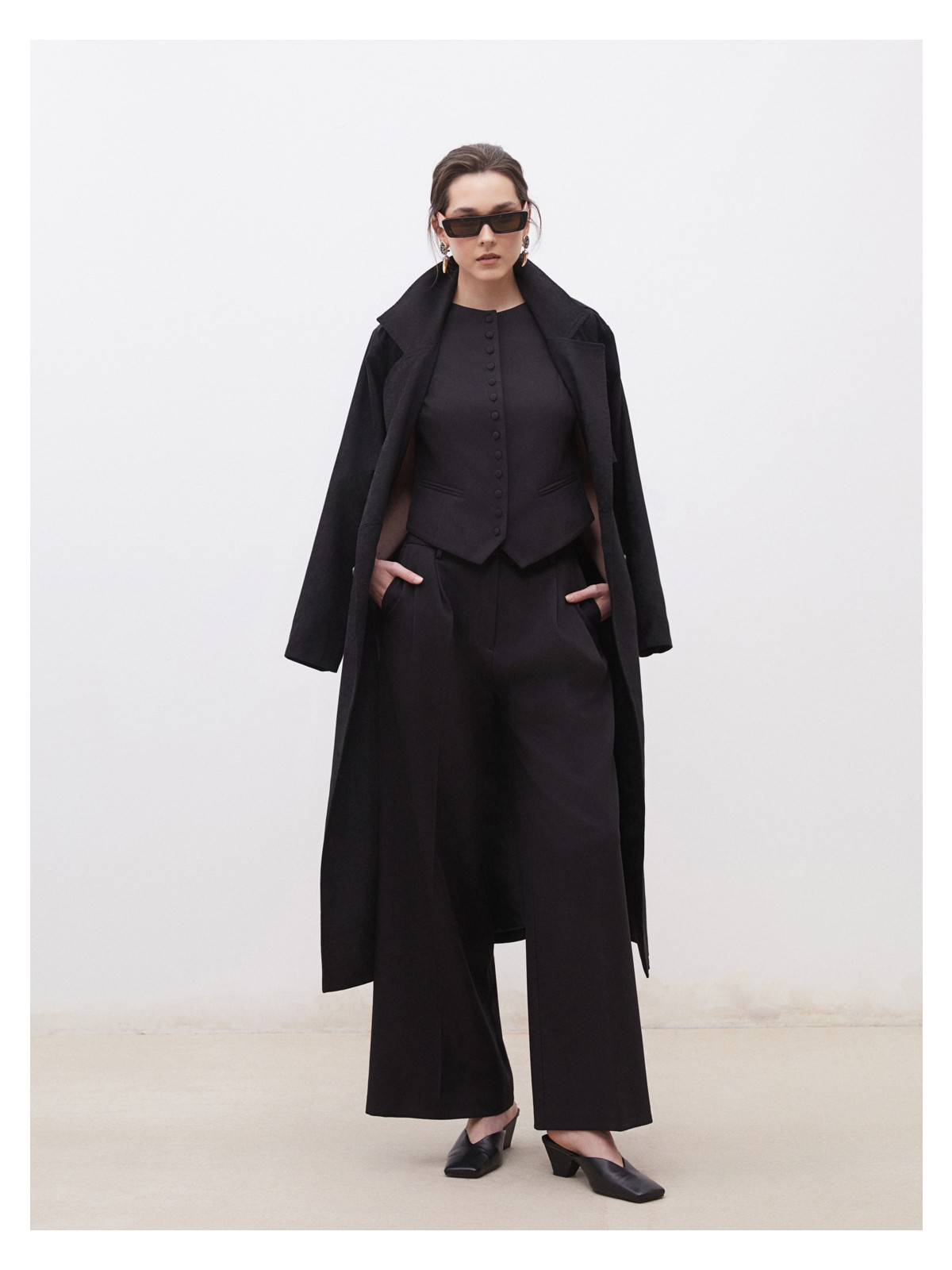 Soulife Loose Fit Krep Kadın Pileli Pantolon - Görsel 3