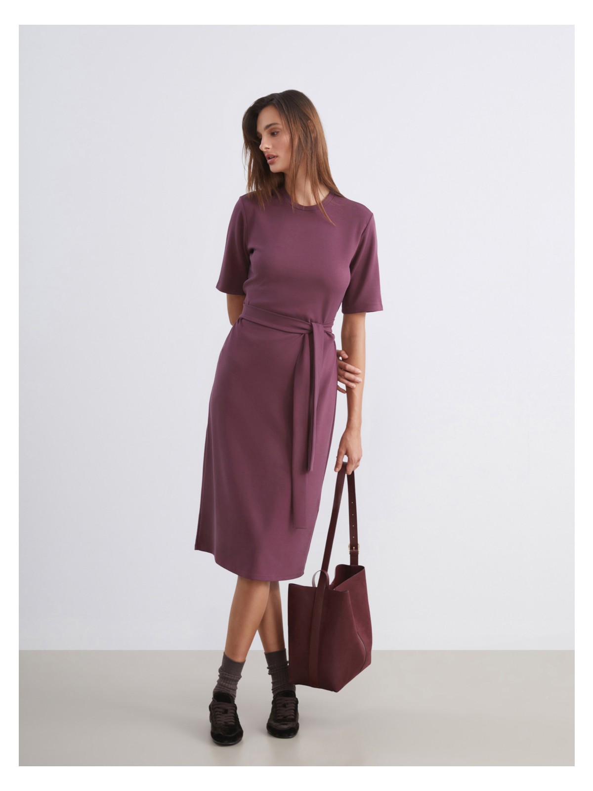 Soulife Bisiklet Yaka Kuşaklı Elbise