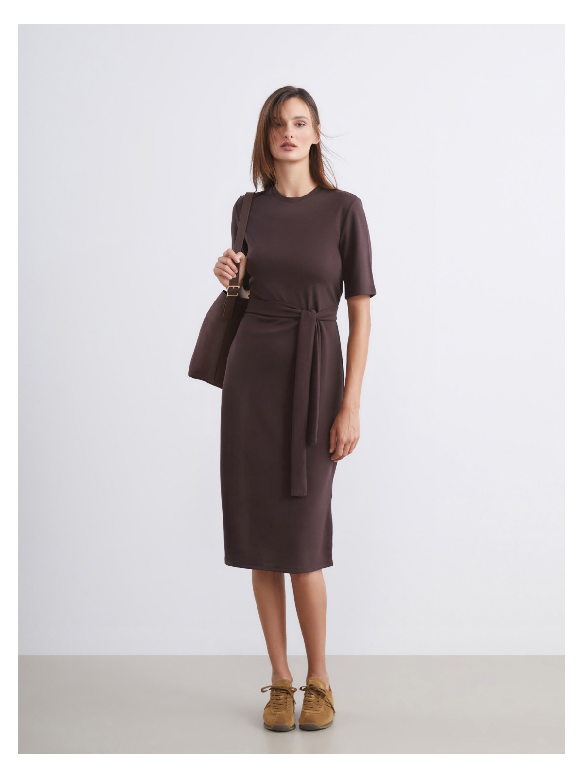 Soulife Bisiklet Yaka Kuşaklı Elbise