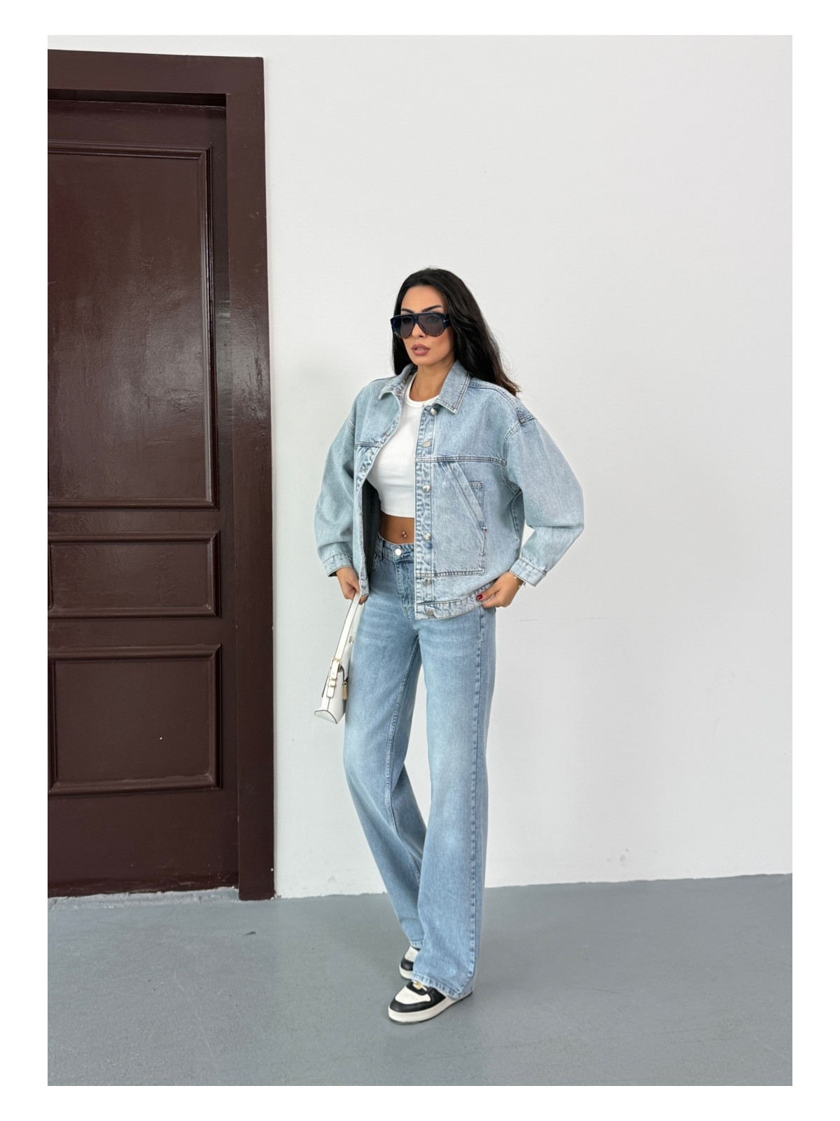 Noa Line Kadın Oversize Kot Ceket - Görsel 3