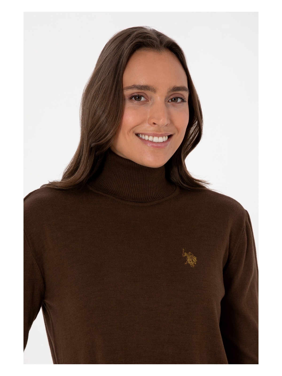 U.S. Polo Assn. Kadın Kahverengi Boğazlı Basic Kazak 50313621-VR029 - Görsel 2