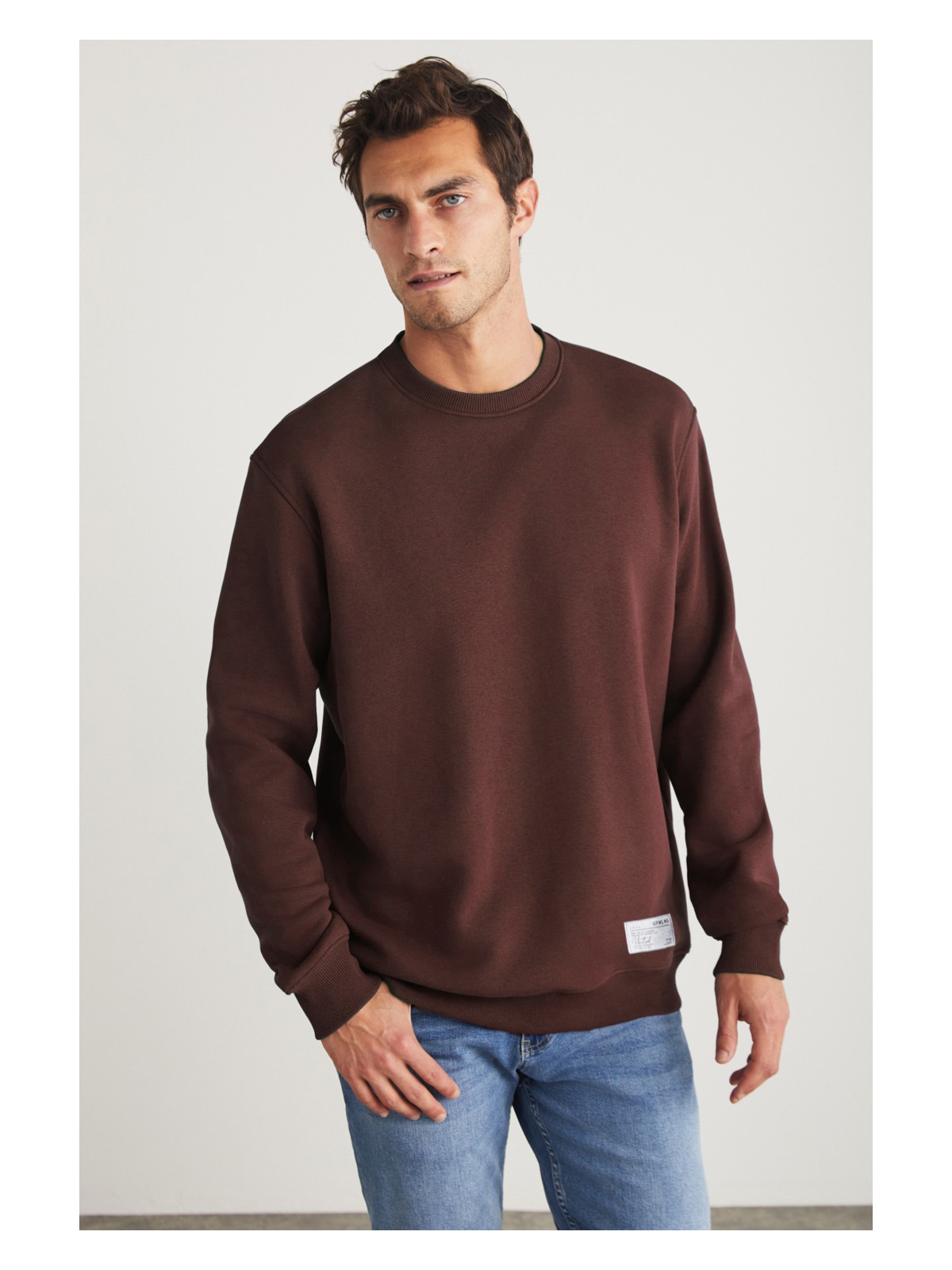 Grimelange Travıs Erkek Organik Kumaşlı Yumuşacık Regular Fit Yuvarlak Yakalı Lacivert Sweatshirt - Görsel 8