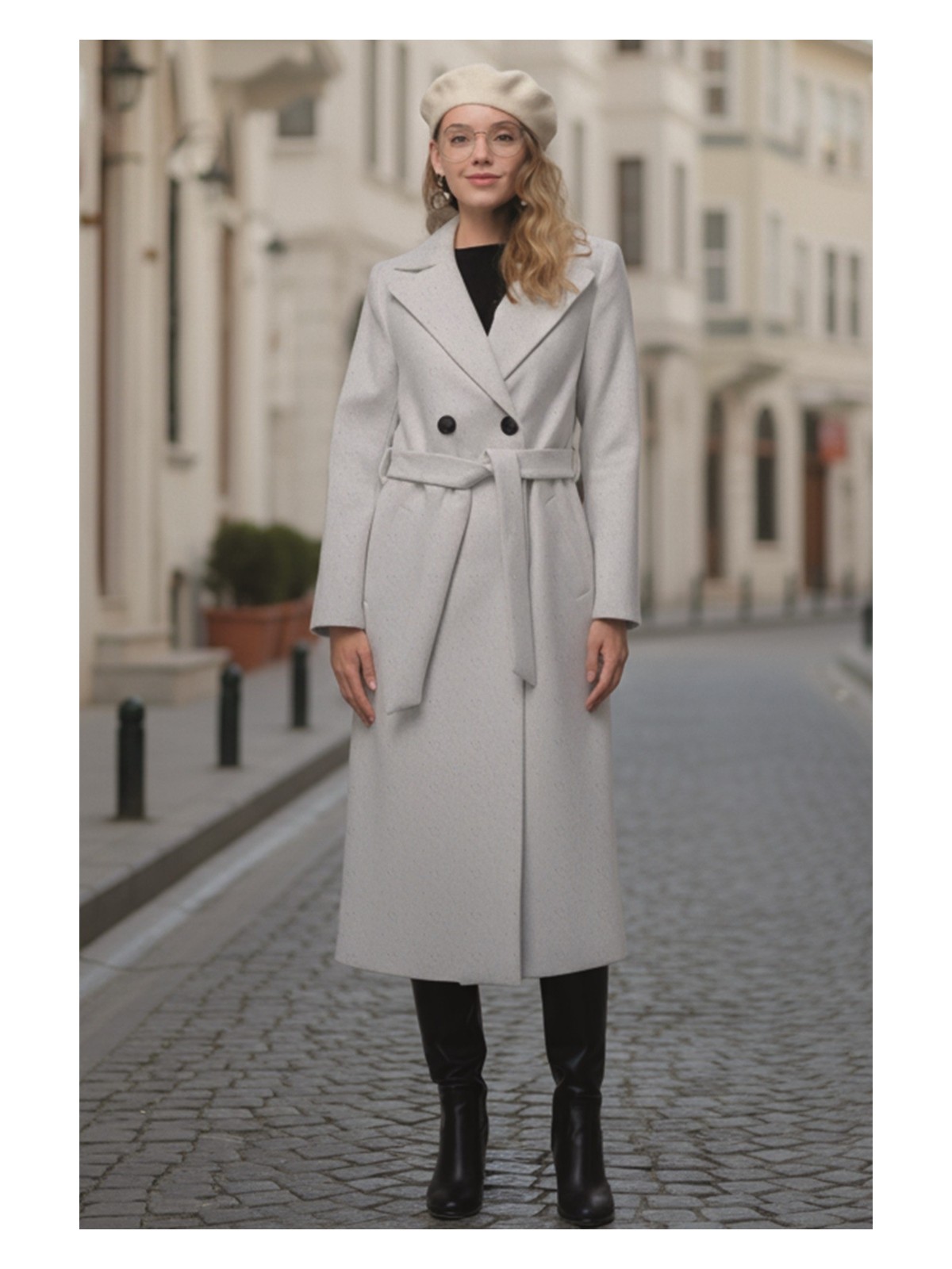 Barbora Ekru Kaşe Kadın Kaban - Görsel 3
