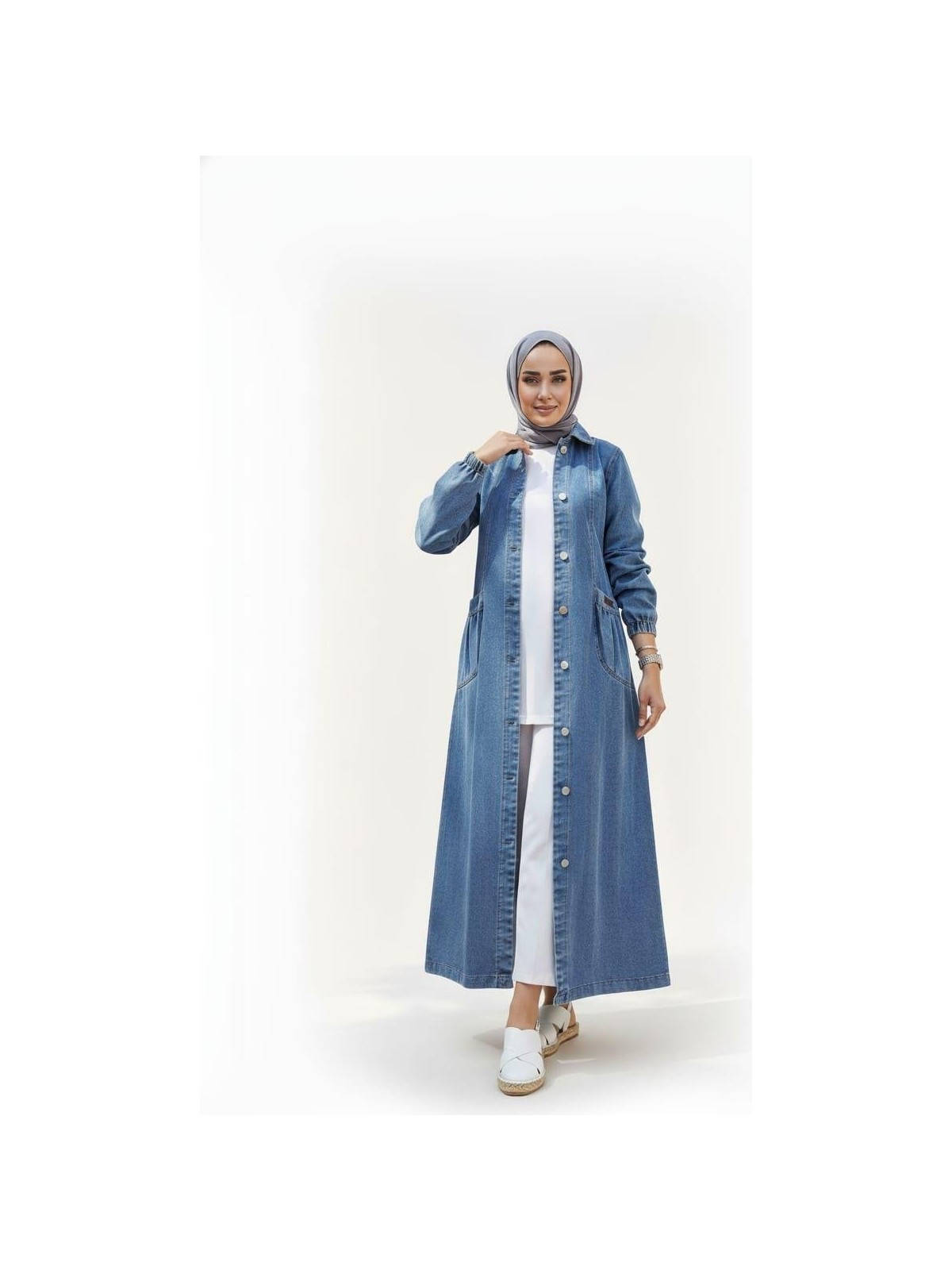 Harma Time Butik Kadın Düğmeli Cepli Kar Yıkamalı Denim Kot Kap - Görsel 5