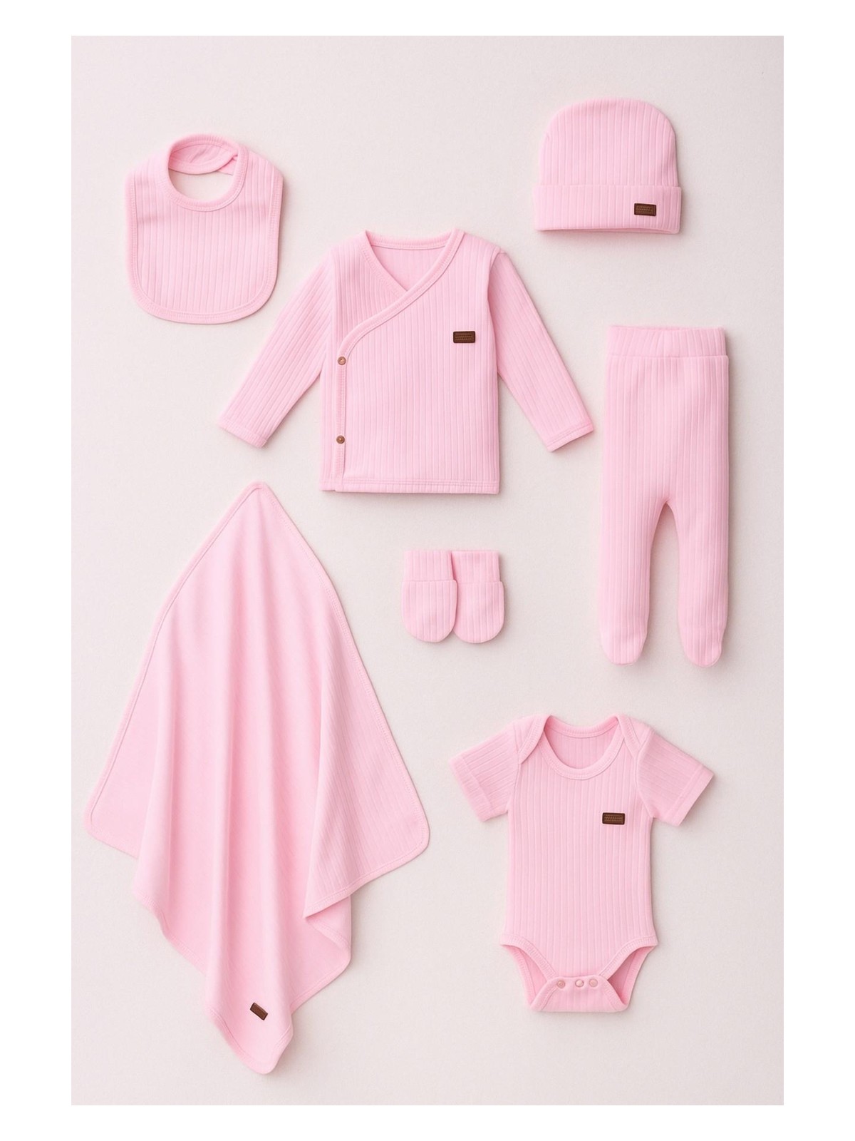 Dinamik çocuk Kız Erkek Bebek Organik %100 Pamuk 7li Yenidoğan Hastane Çıkış Seti (Battaniye Dahil) - Görsel 6