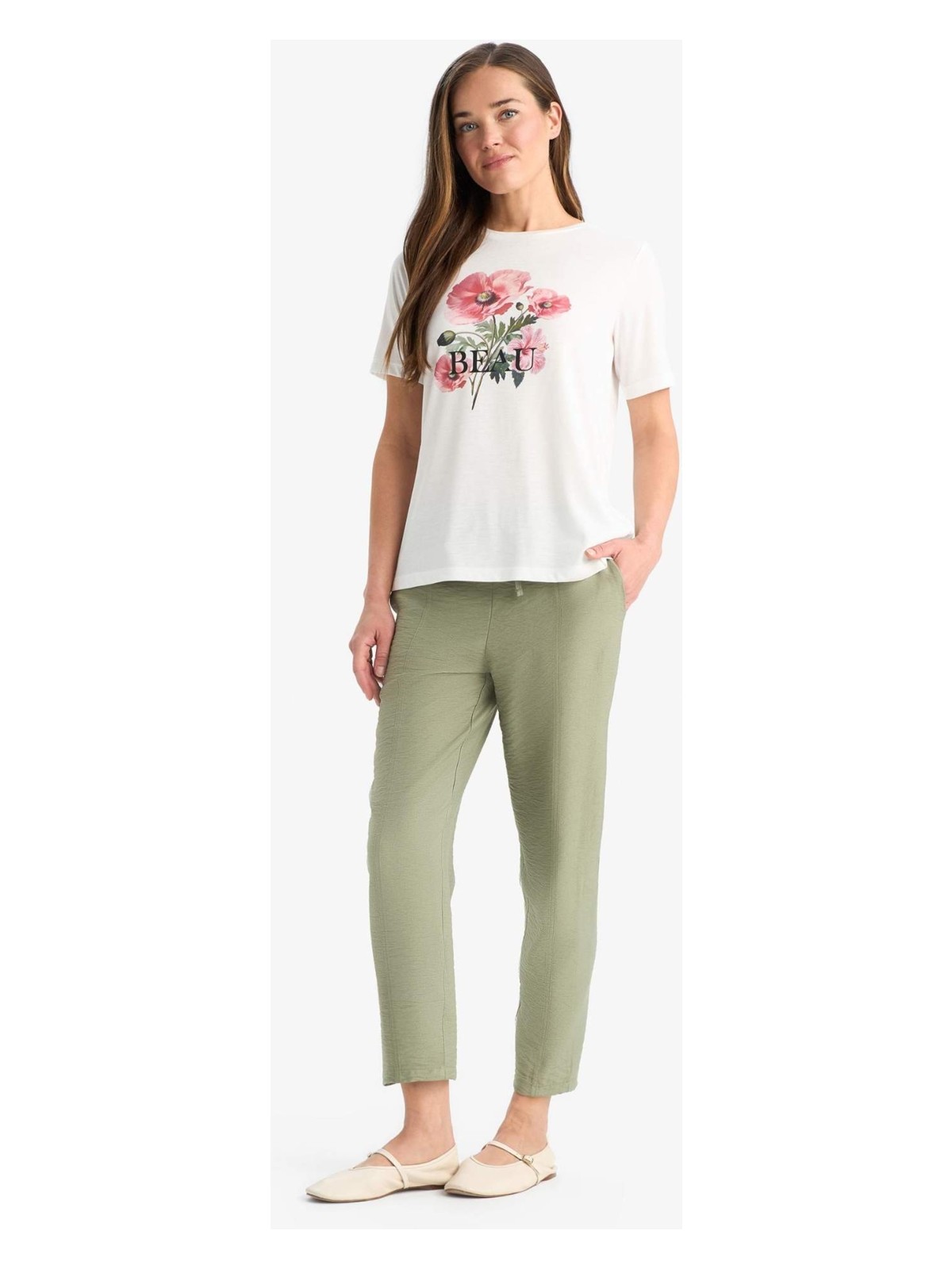 DeFacto Lastikli Bel Bağcıklı Basic Düz Paça Jogger Pantolon D2573AX25SP - Görsel 5