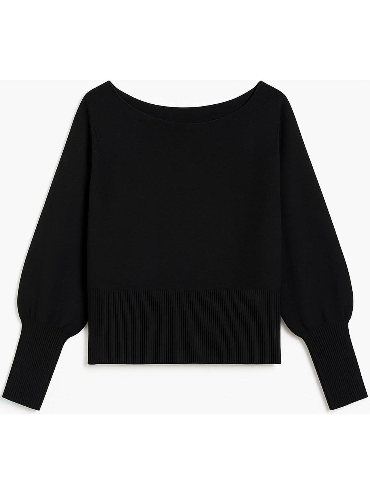 Mixray 6988 Kadın Asimetrik Rib Kesim Kayık Yaka Triko Kazak Gri - Görsel 4