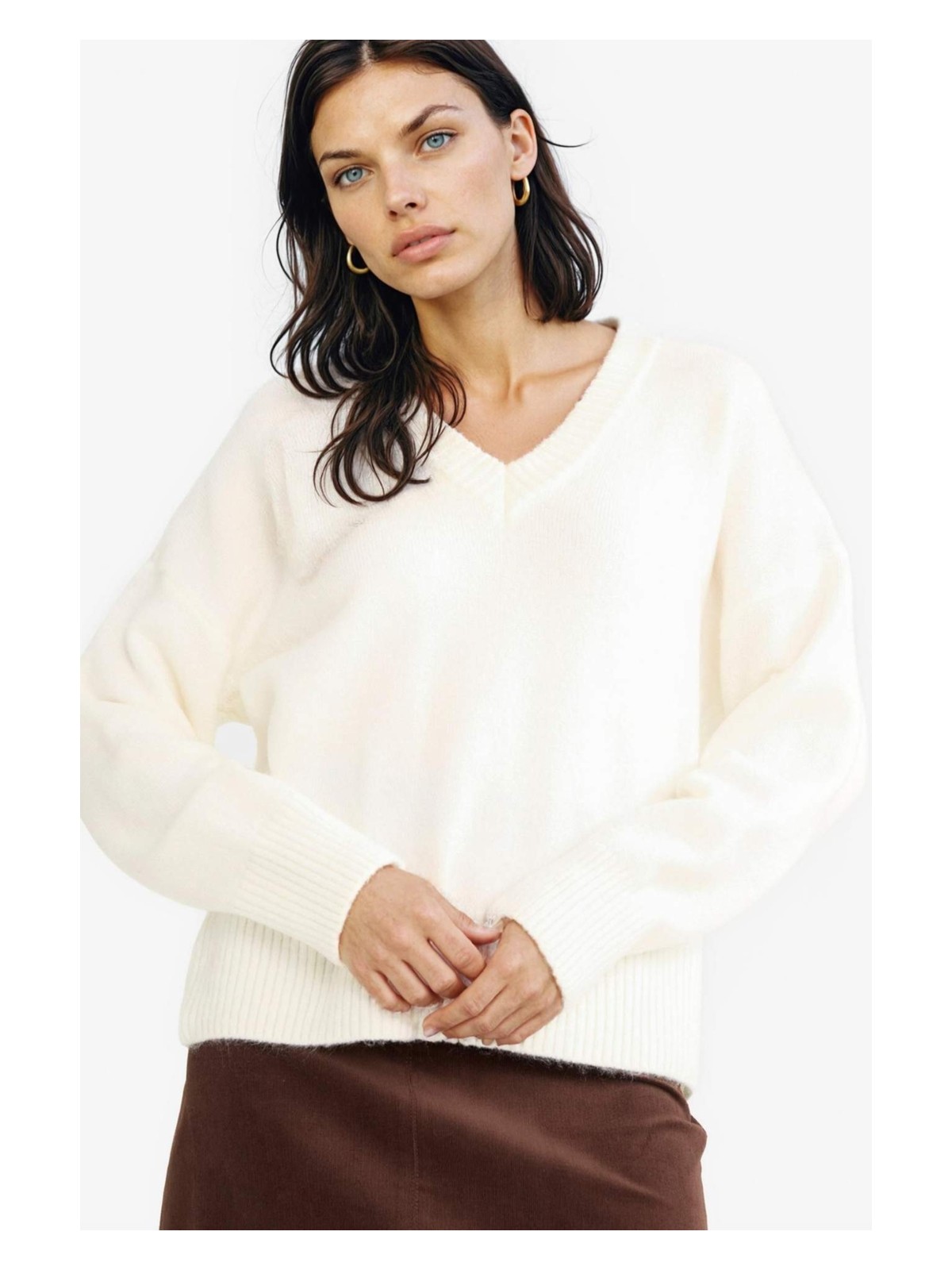 DeFacto Oversize Geniş Kalıp V Yaka Triko Kazak G2957AX25AU - Görsel 4