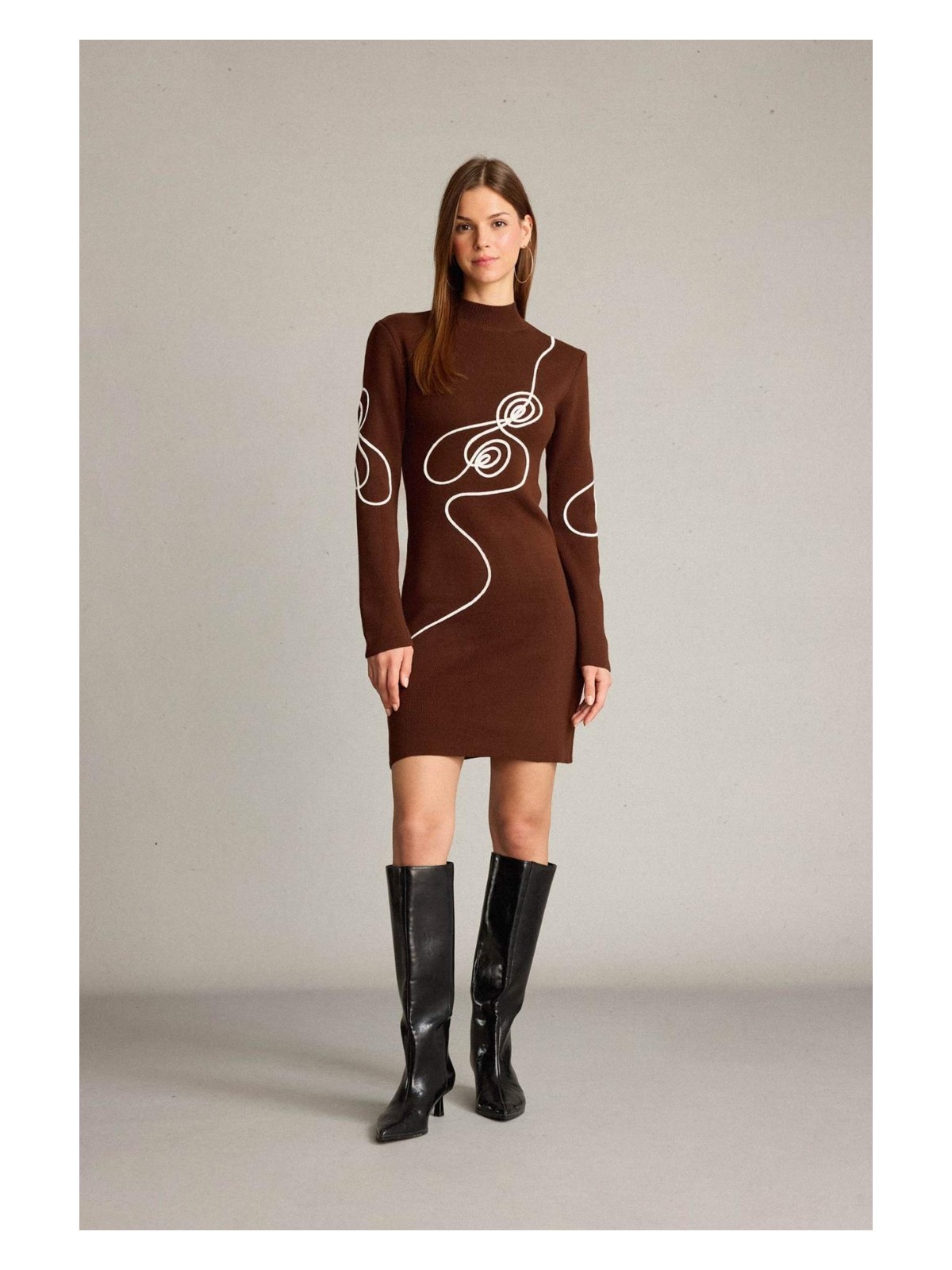 DeFacto Slim Fit Yarım Balıkçı Yaka Triko Uzun Kollu Elbise G6848AX25WN