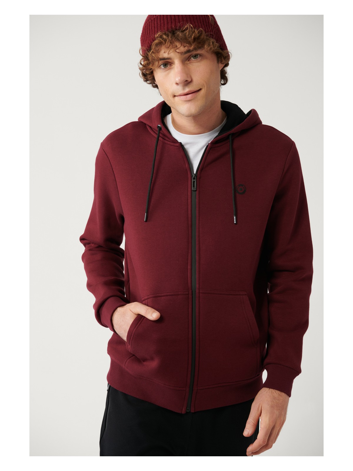 AVVA Erkek Gri Kapüşonlu 3 İplik Şardonlu Fermuarlı Regular Fit Sweatshirt E001019 - Görsel 8